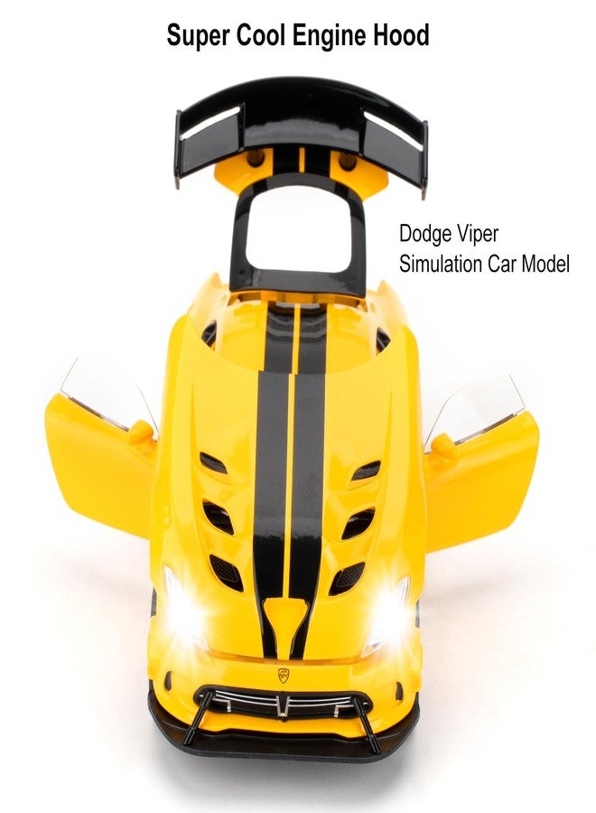 LOVEPOSELY 1/32 Dodge Viper Diecast Car Model Toy, Collectible Dodge Viper Supercar with Sound and Light, Zinc Alloy Pull Back Toy Vehicle for Adult Boys Girls (Yellow) - Image 4